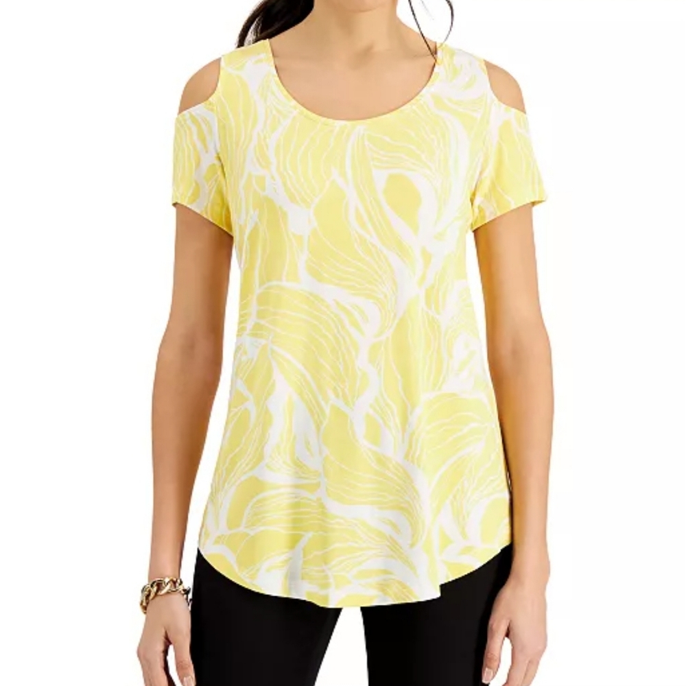 JM Collection Petite Cold Shoulder Top